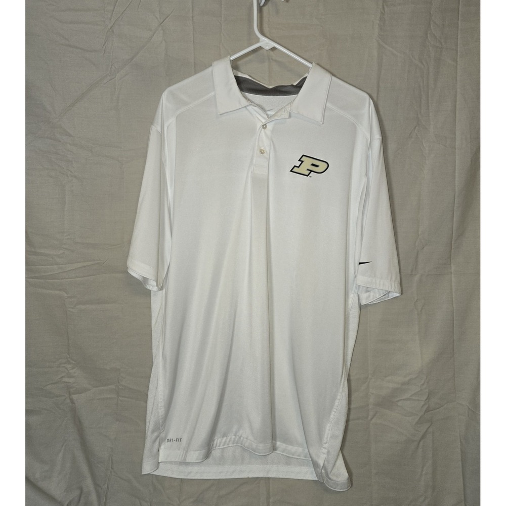 Nike Purdue Boilermakers Dri-Fit Polo Shirt Mens Size XL White